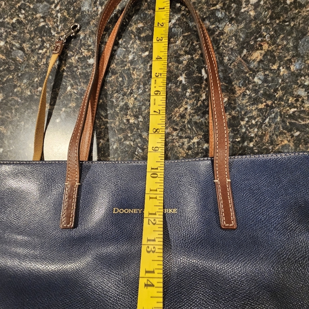 Dooney Bourke Vintage Navy Brown pebble grain leather large tote satchel - Picture 12 of 15